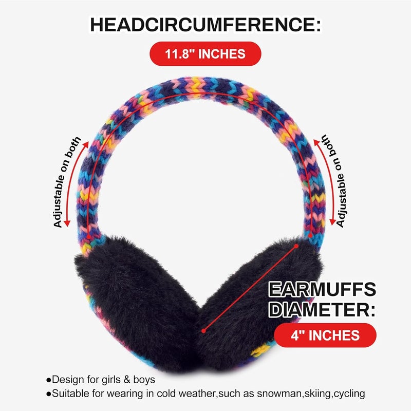 EDCYF Kids Knit EarMuffs Plush Warm Ear Muffs Winter Cold Weather Ear Warmer for Boys Girls - Image 3